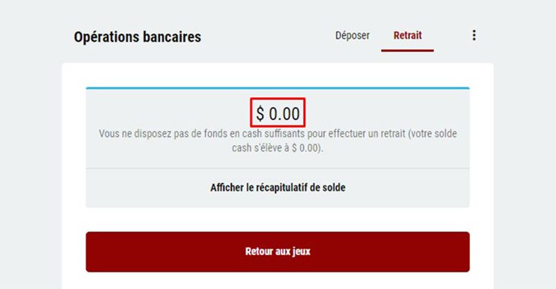 Indiquez le montant que vous voulez retirer