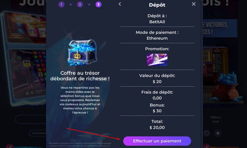 Dépôt avec Ethereum Étape 5