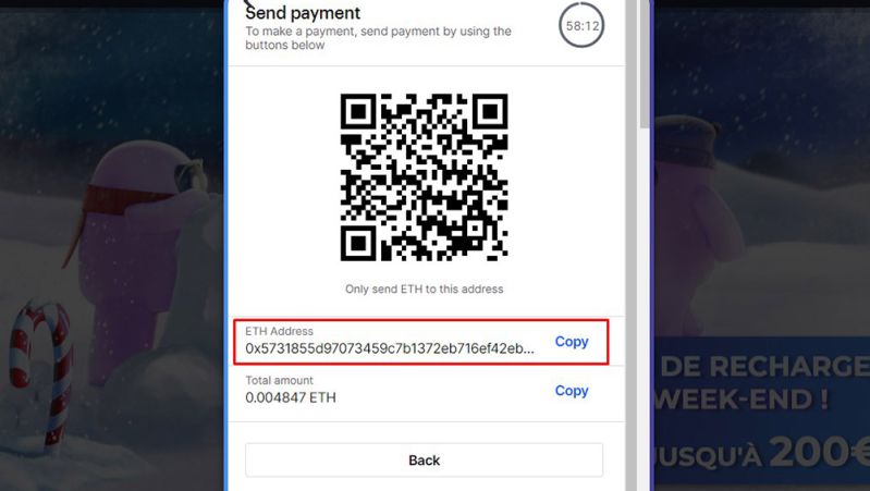 Dépôt avec Ethereum Étape 7