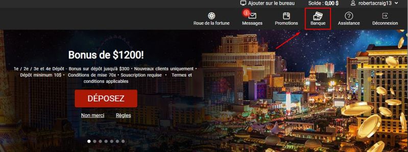 Dépôt avec iDebit Étape 2