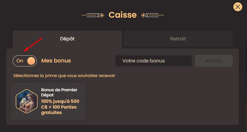 Dépôt avec Visa Étape 3