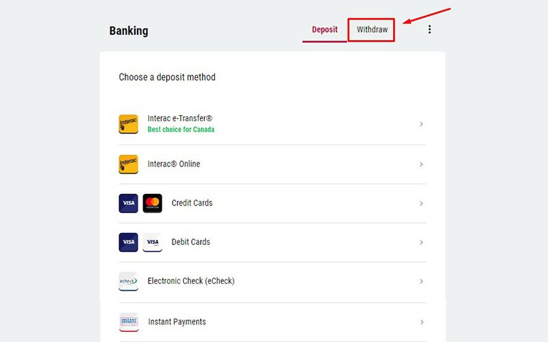Withdraw option