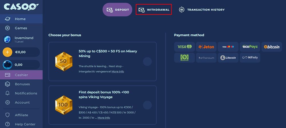 Withdrawal option