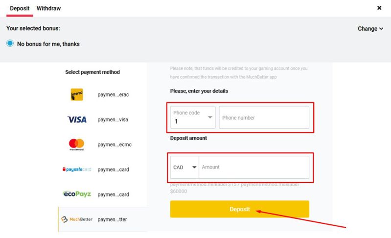 Mobile number and amount of money