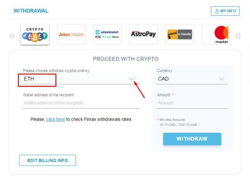 Withdrawing process