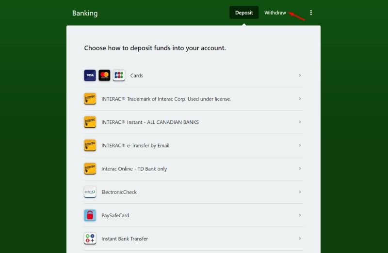 Withdraw option