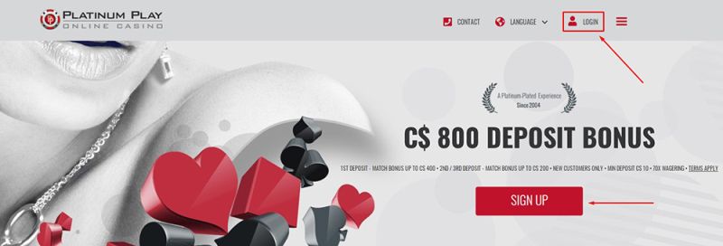 Creating an account in a casino
