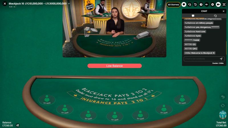 Different perspectives during live dealer blackjack gameplay