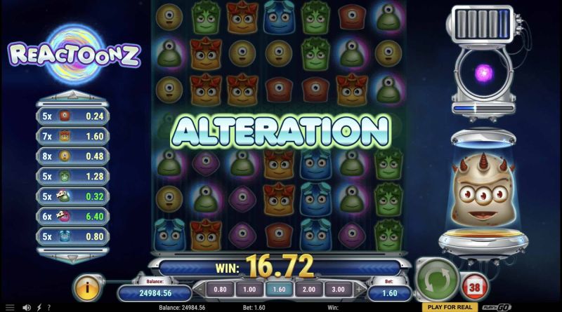 Return to Player (RTP), Betting Sizes, and Volatility of Reactoonz