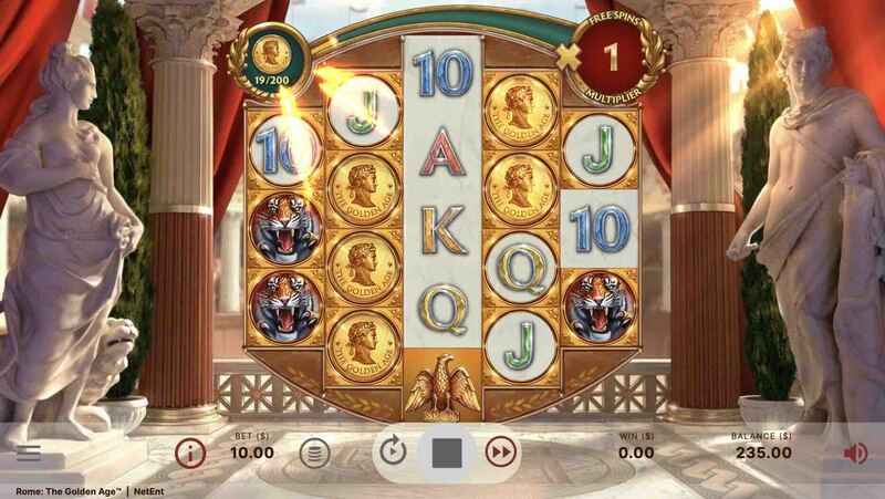 <strong>Free Spins Feature:</strong>  At the commencement of the bonus round, you will receive 3 free spins. During this, all symbols will vanish except for the ROME symbol. Each position will spin independently, landing either on a blank space or a ROME symbol. If a ROME symbol appears, it will reveal a cash reward, and your free spins are reset to 3. At the conclusion of the round, all cash prizes are totaled and multiplied by the multiplier collected in the main game. If all positions are locked at the end, you earn an extra x2 multiplier on all random prizes.
